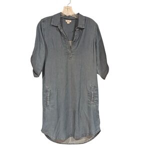 Splendid Denim Shirt Dress Small Roll Tab Sleeve Pockets Casual‎